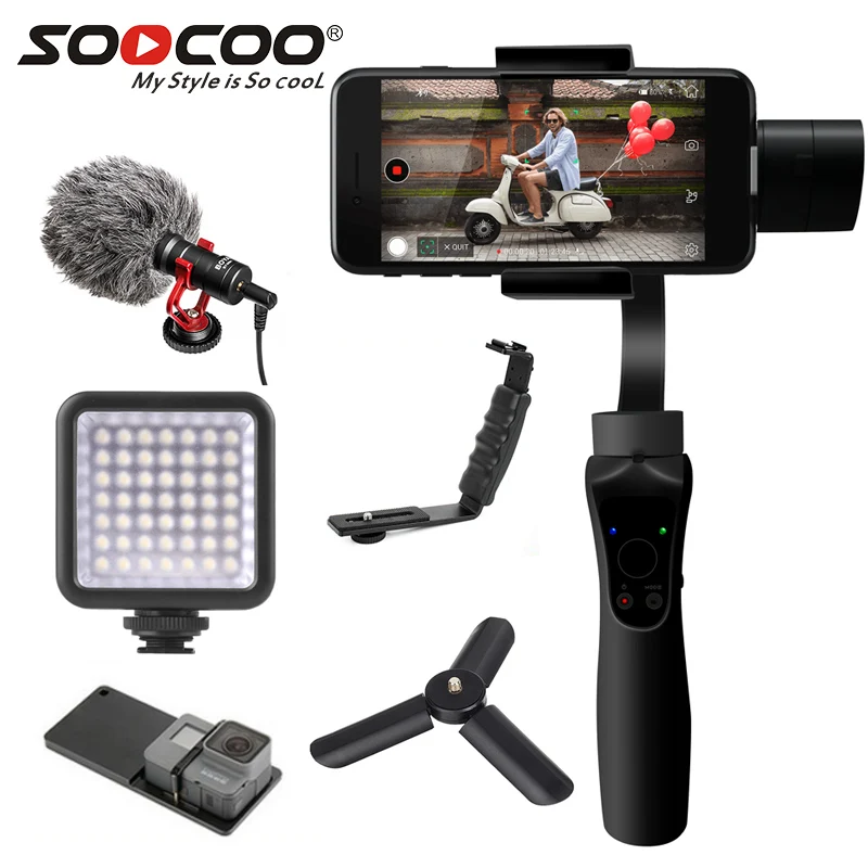 

SOOCOO Gimbal Stable Platform 3-Axis Stabilized Handheld Gimbal Extension Mobile Phone Video Stabilizer Support Face Photography