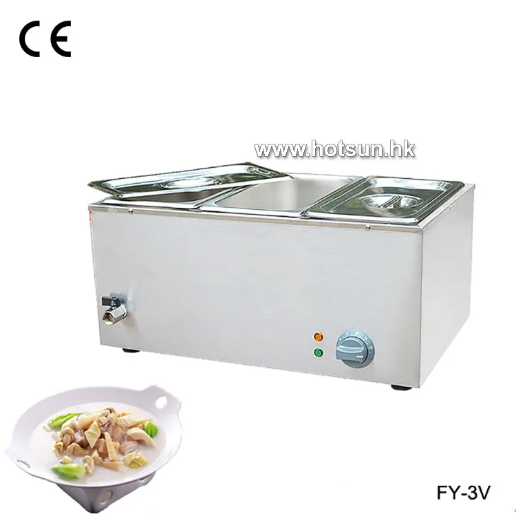 

Commercial 220V 3-pan Electric Bain Marie Food Warmer with Tap