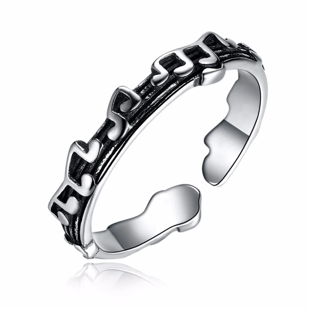 

2018 Limited Hot Sale Anniversary Anillos Ring Anel Masculino S925 Music Symbol Sterling Open Design Ring For Women Jewelry