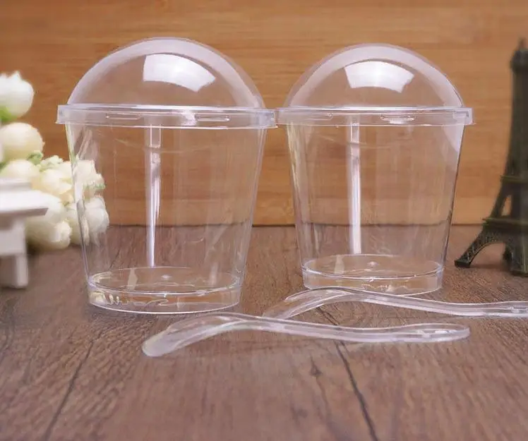 Прозрачные Формы для кексов с крышкой ложки Tiramisu мороженое чашка кекса Свадебные украшения на день рождения SN1550