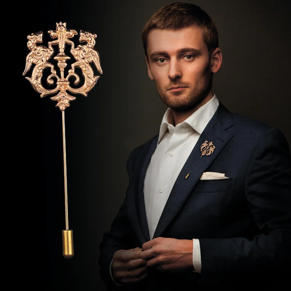 mens gold brooch