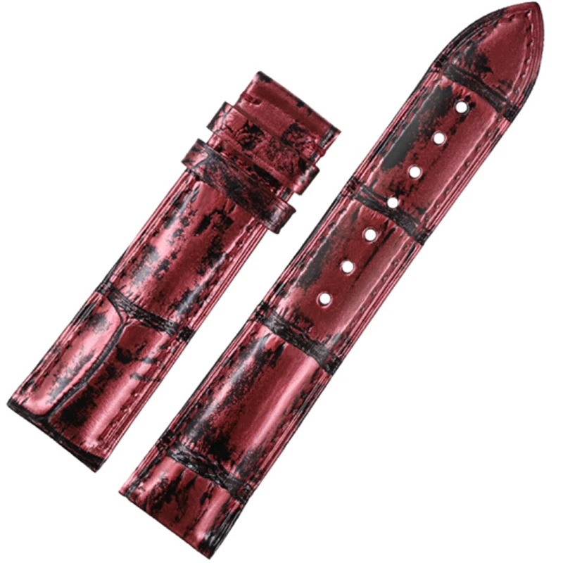 

Shi Hui crocodile skin watch with leather strap for men and women, red leather chain 20mm champagne red interface width 20MM