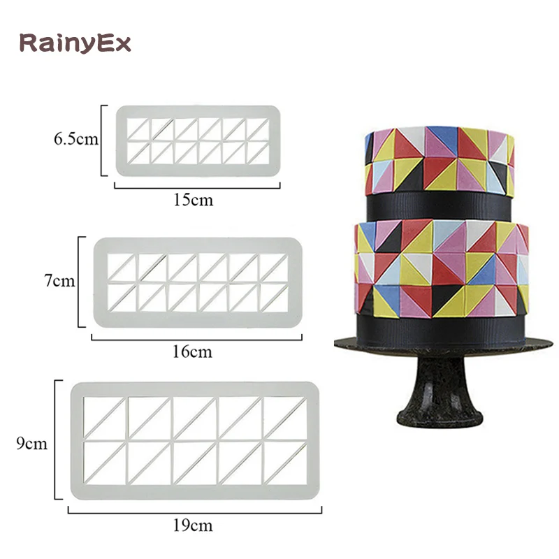 

3pcs/set Cake Fondant Mold Creative Geometry Fondant Mold Cake Decorating Cake Cutters Cookies Tools Plastic Baking Accessories