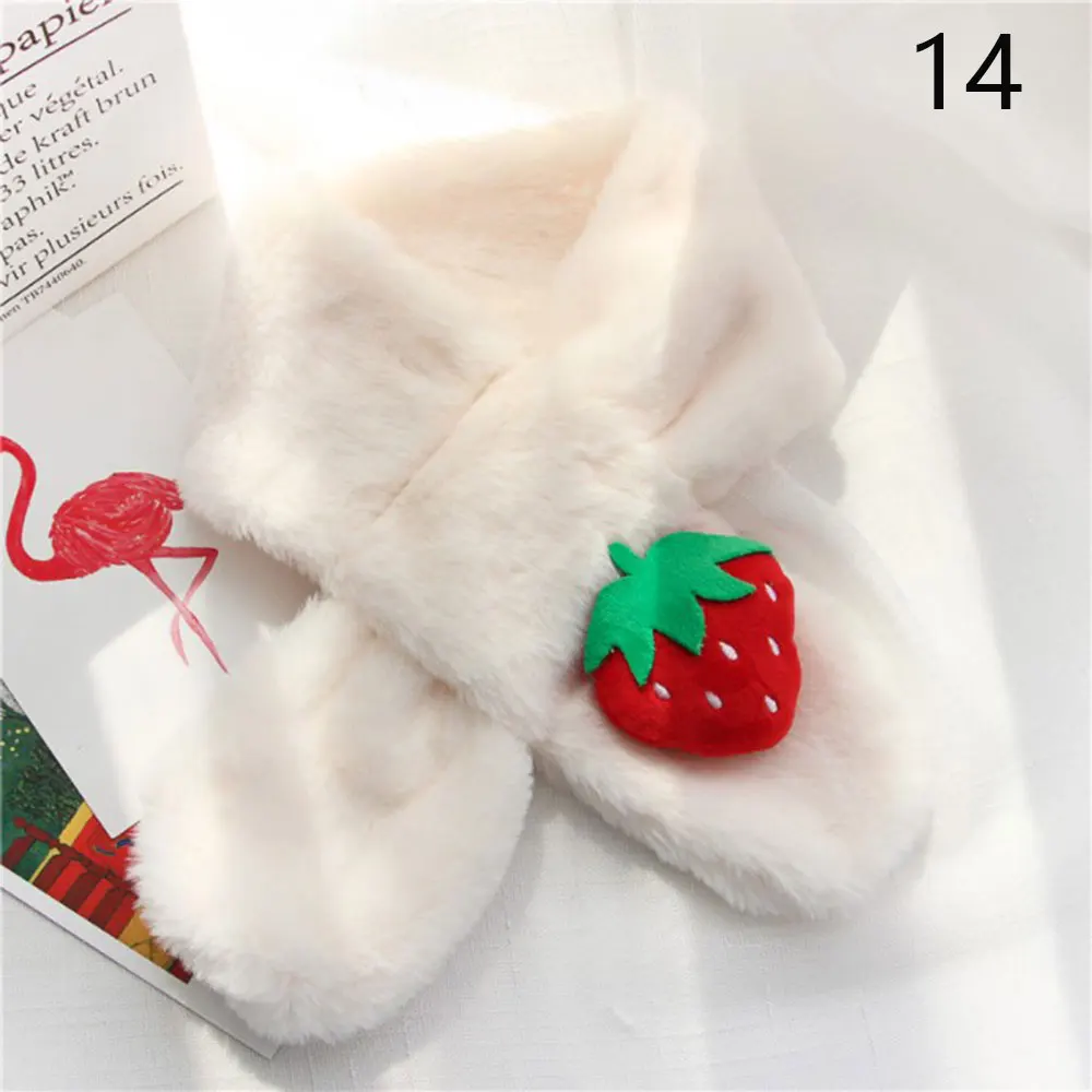 Рождественский зимний милый детский шарф с ананасом, Детские шарфы для мальчиков и девочек, шарф с воротником из искусственного меха кролика, теплые шарфы для шеи - Цвет: 14
