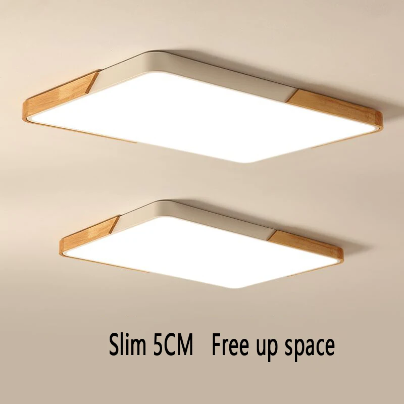 

Color atmosphere living room lamp square rectangular Nordic minimalist macaron log bedroom LED ceiling lamp