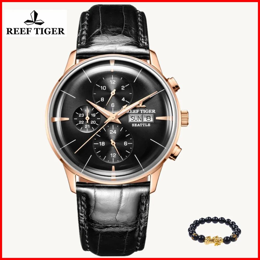 

Reef Tiger Brand Luxury Business Automatic Men Watch Waterproof MultiFunction Rose Gold Fashion Sports Watches Relogio Masculino