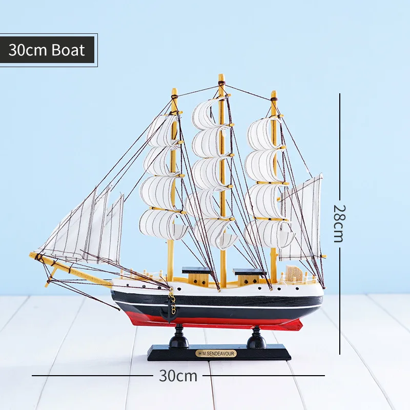 Ручной работы деревянные парусники домашний Декор Ретро корабль ремесла модель дерево украшение парусник подарок на день рождения Сувениры дети FCMX - Цвет: 30cm