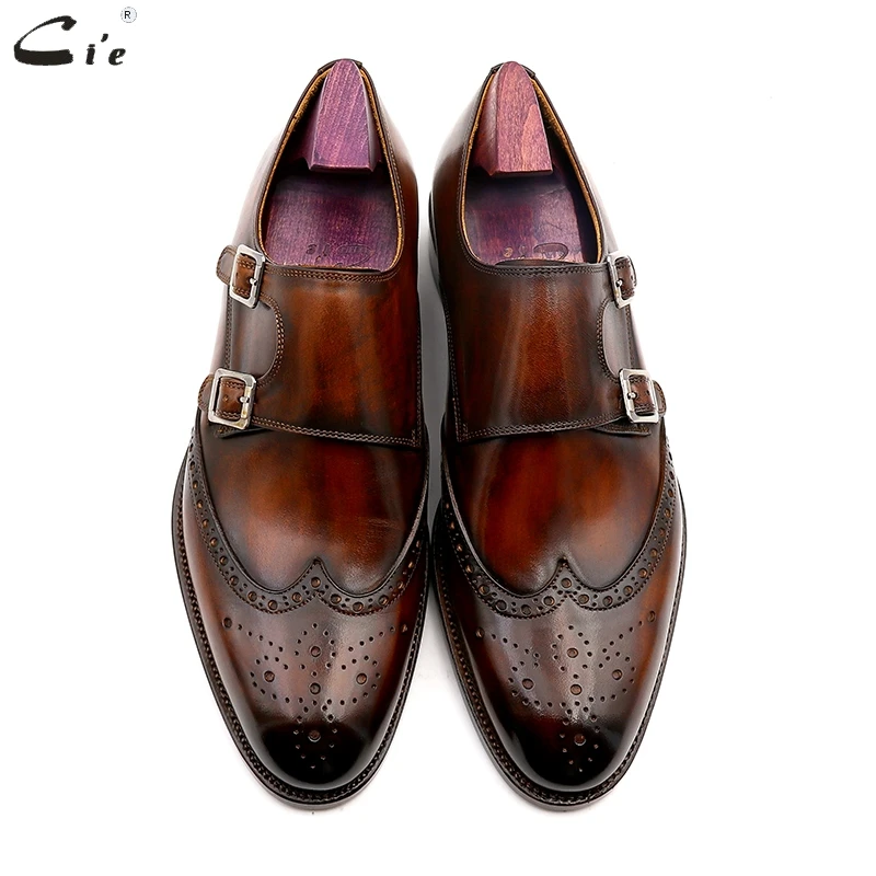 cie Round Toe Brogues Full Grain Genuine Calf Leather Formal Shoes Men's Dress Monk Straps Office Shoe Men Elegant MS00