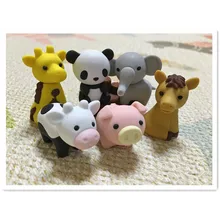 12 pçs/set bonito kawaii animal jardim zoológico borracha borracha conjunto escola escritório apagar suprimentos crianças presentes
