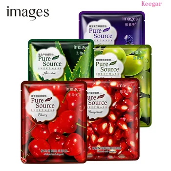 

10Pcs Images pomegranate Aloe lavender cherry olive fruit Plant Serum Facial Mask Moisturizing Collagen Oil Control face mask