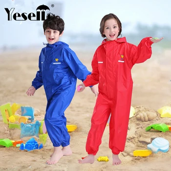 

Yesello Nylon Blue Kids Rain Coat Outdoor Waterproof Raincoat Children Windproof Poncho Boys Girls Rainwear Red Rainproof Coat