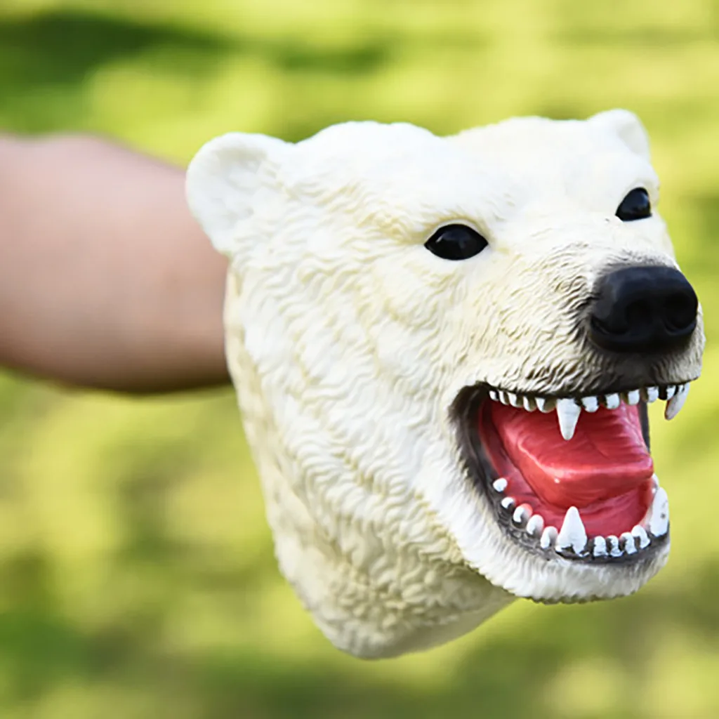 

New Soft Vinyl PVC Polar Bear Hand Puppet Hand Puppet Toys Lion Shark Animal Head Rubber Gloves Children Toy Dolphin Model Gift