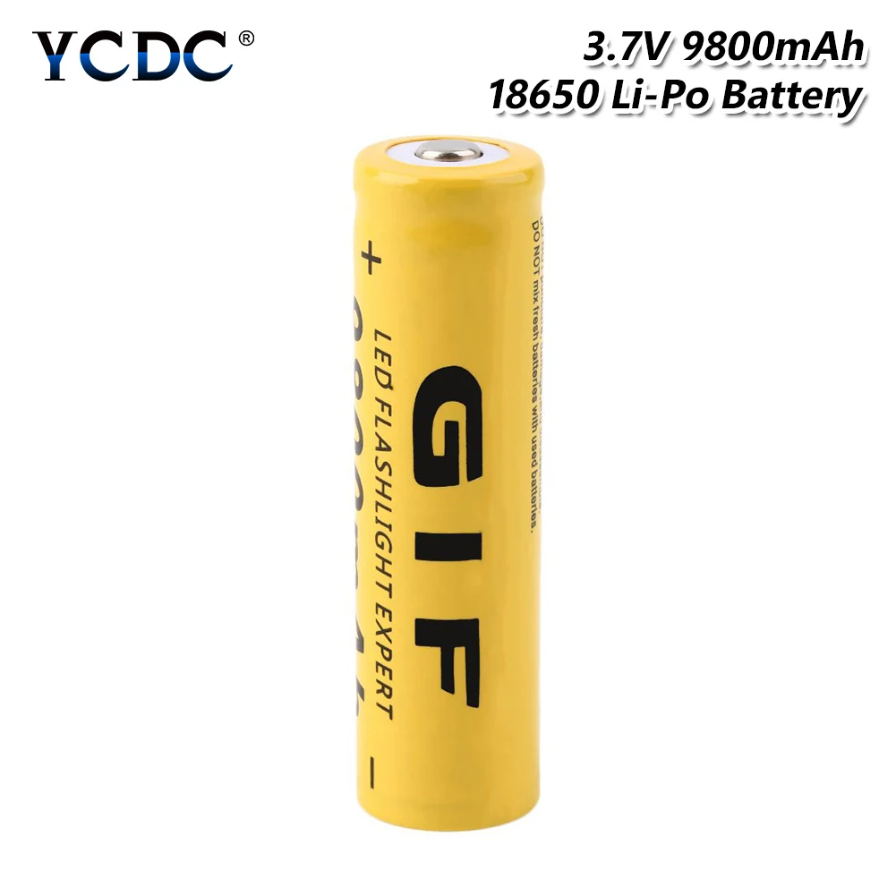 

GIF 18650 Battery 3.7V 9800mAh Lithium Charging Rechargeable Batteries Li-ion Cell For Flashlight toy Fan Flashlight RC