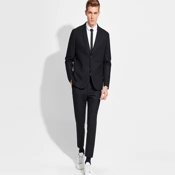 

Classic Black Business Style Suit Slim Fit for Men 2 Pcs (Jacket+Pants) Groom Tuxedos Wedding Suits Blazer Men 2018 Hot Sale