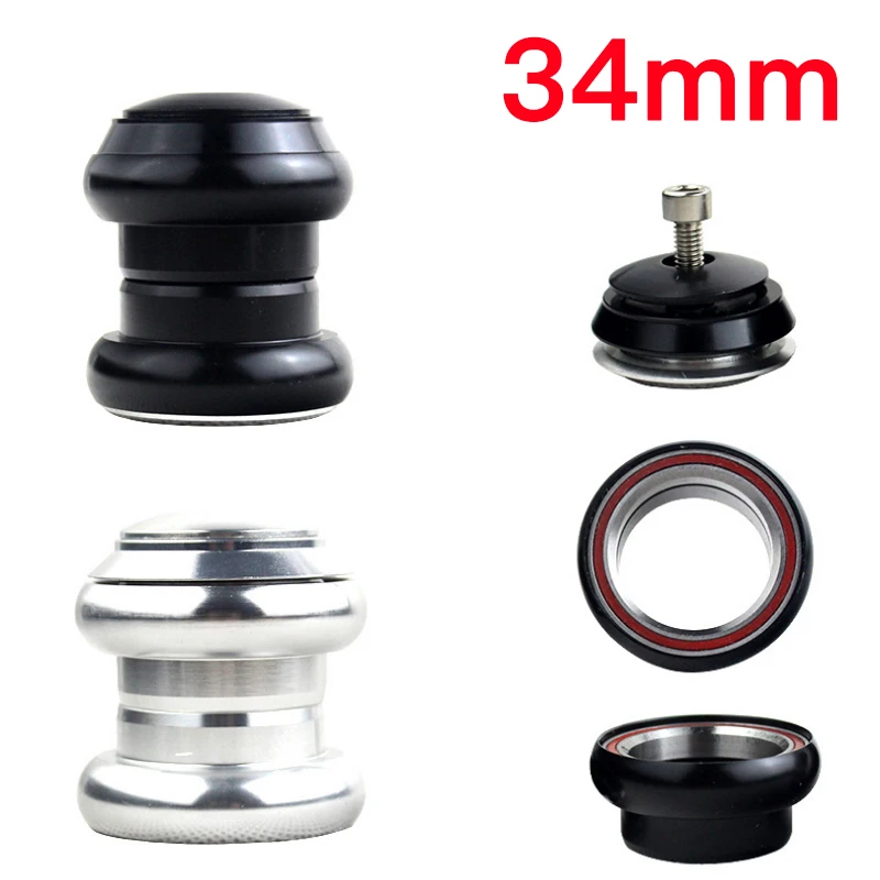 

MUQZI Fixed Gear Road Bike Bicycle Headset 34mm Cycling Aluminum Alloy Double Pei Lin Bearing Bowl Set Group Bicycle Accessories
