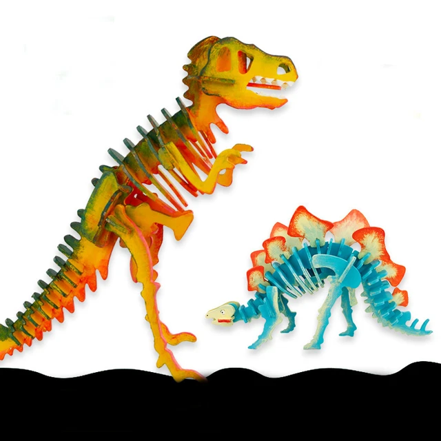 Quebra-cabeça 3d Animal Dinossauro Rex Em Madeira