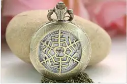 Винтаж бронза антиквариат Моды Кварц Снежный выдалбливают часы Современный часов Цепочки и ожерелья карманные часы