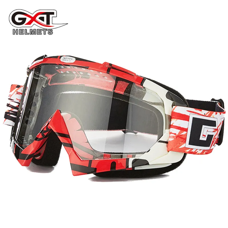 GXT moto cross moto rcycle очки ATV MTB DH ветрозащитное стекло для катания на лыжах мото велосипедные очки стеклянный шлем для беговых велосипедов - Цвет: black red