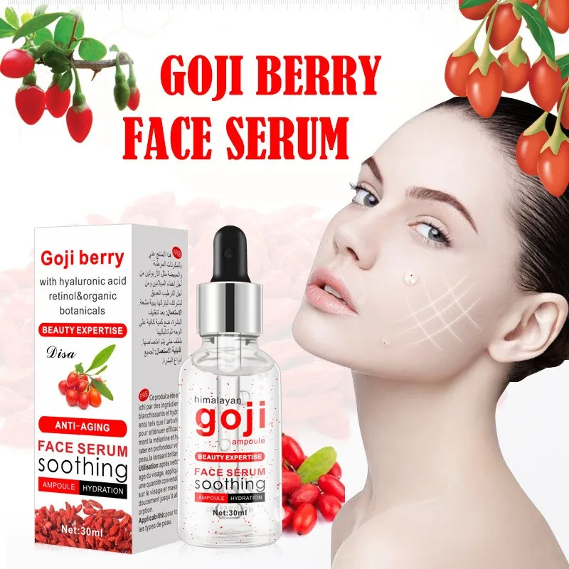 30 мл Goji Berry Сыворотка для лица Сыворотка анти-старение лечение от прыщей, отбеливание увлажнение для удаления меланина натуральная Сыворотка для лица