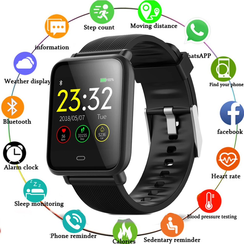 

Q9 Heart Rate Monitor Smart Wristband IP67 Waterproof Sport Band for Android IOS Heart Rate Monitor Blood Pressure Functions Sma