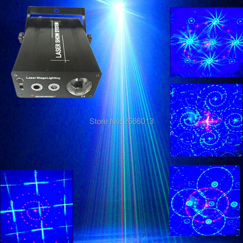 

Niugul 3 Lens Red Green Laser+Blue Wave Effect LED Light,RG Laser 24/48 Patterns Mixing Blue LED Stage Light For Disco DJ Party