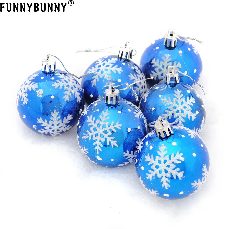

FUNNYBUNNY 6Pcs Christmas Tree SnowFlake Ball Bauble Hanging 6cm Christmas Ornaments Balls