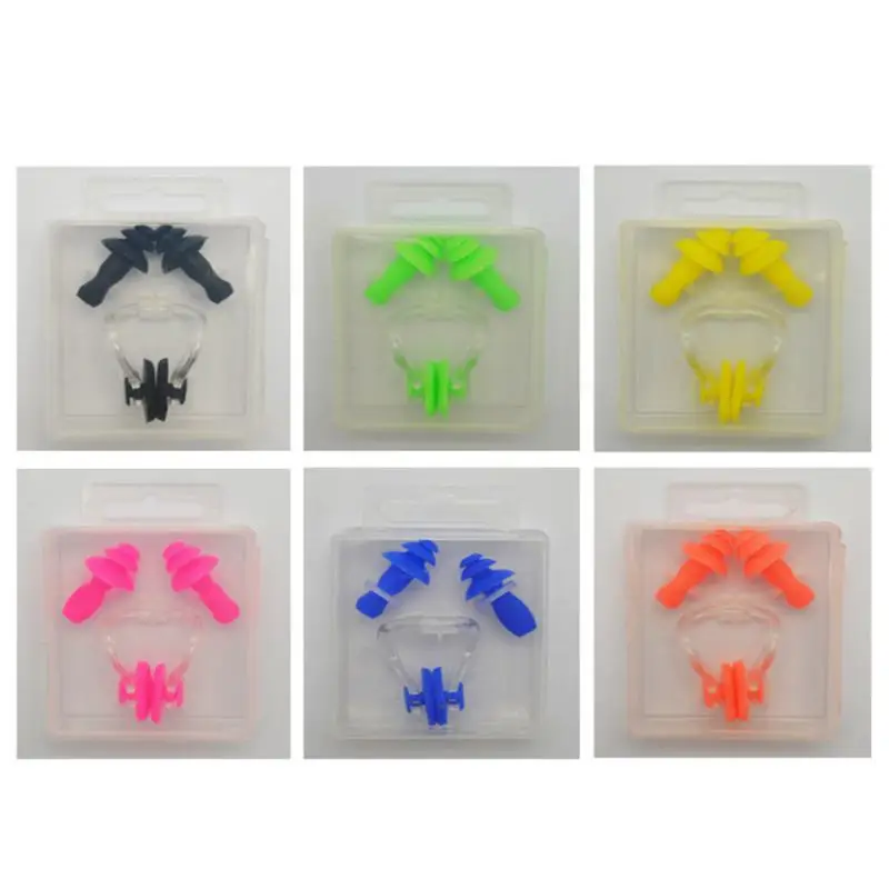 Ear Plugs Silicone Swimming Nose Clip Earplug Watertight Set Kit Sports Fitness GYM Swimming Pool Accessories Nasal Splint