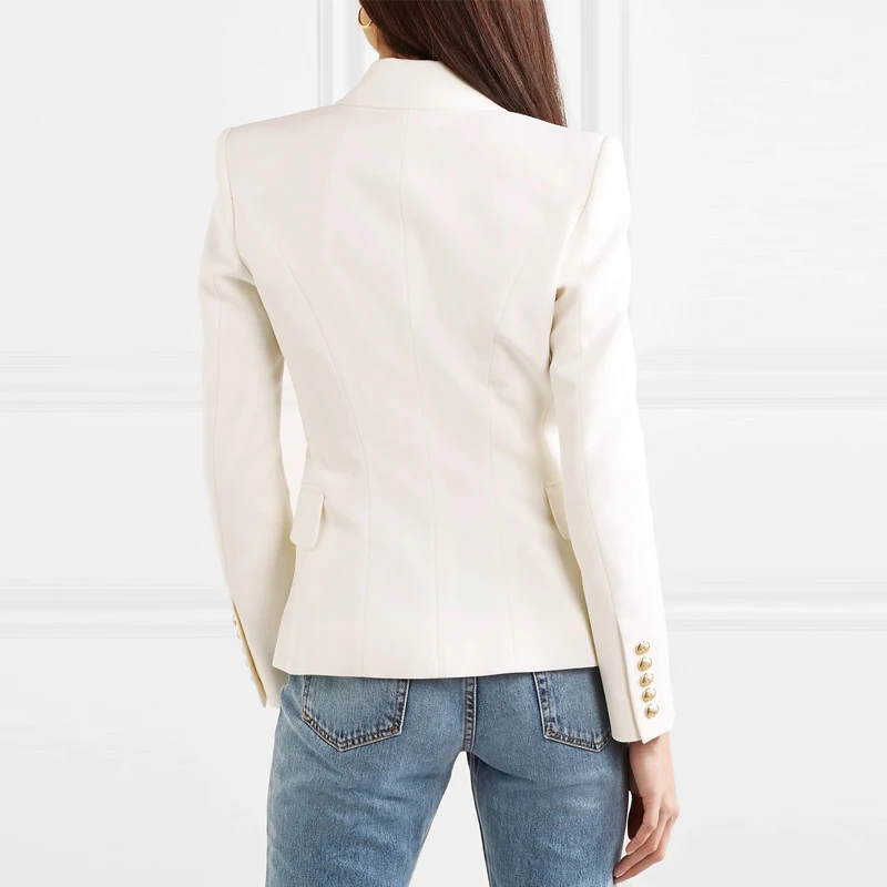 Новинка, модный белый блейзер, женский элегантный двубортный пиджак с длинным рукавом, офисный пиджак для девушек, женский пиджак