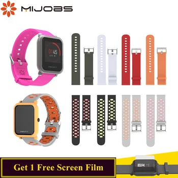 

Mijobs for amazfit bip strap 20mm Silicone Wrist for Xiaomi Huami Amazifit Bip BIT Youth Smart W atch Accessories Bracelet