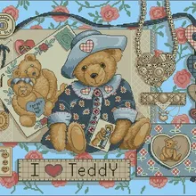 Популярный Высококачественный Набор для вышивки крестом I love teddy bear DIM C1209, детская комната вышивка крестиком 51x43 см, 14CT