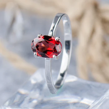 

7*9mm high quality handmade 925 sterling silver red rings female natural stone garnet ring female jewelry simple fashion rings