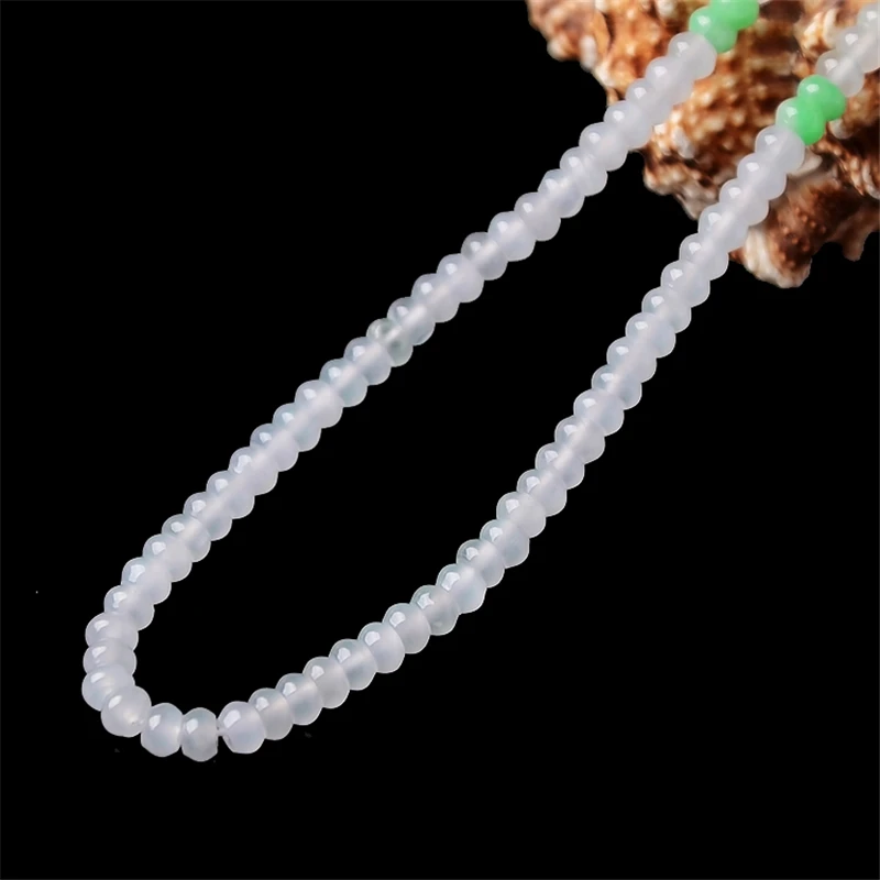 

2019 new Ice species jade necklace Three colors beads chain natural hand-carved jewelry jade necklace with certificate
