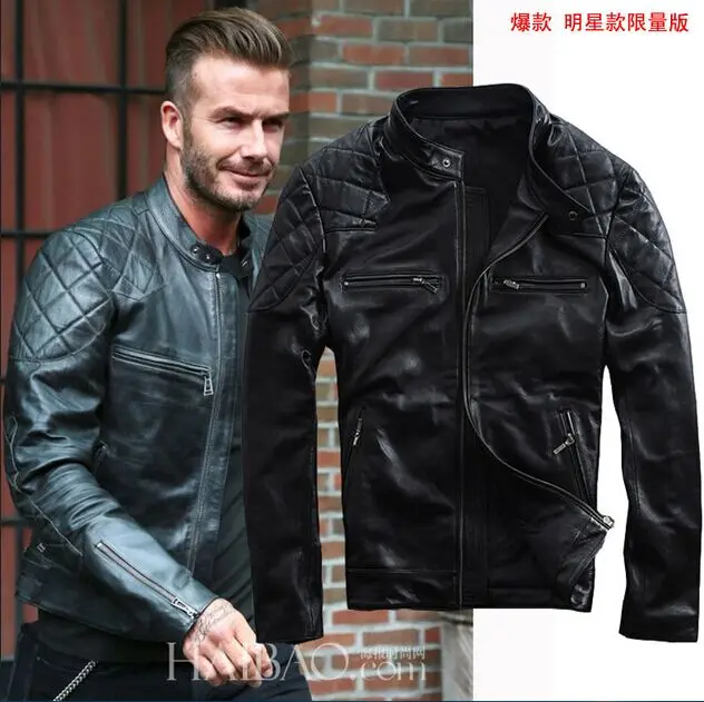 2016 Nueva Moda de Primavera David Beckham cuero hombres