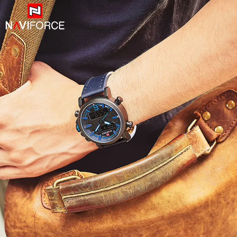 Часы наручные NAVIFORCE мужские с двойным дисплеем модные цифровые армейские в стиле
