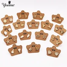 Yiustar милые животные маленькие деревянные серьги гвоздики