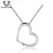 DOUBLE-R Кулоны в форме сердца Для женщин diamond 0.03ct 925 стерлингов Серебряные ожерелья романтический рождественский подарок настоящие драгоценности CAP03740SA-1