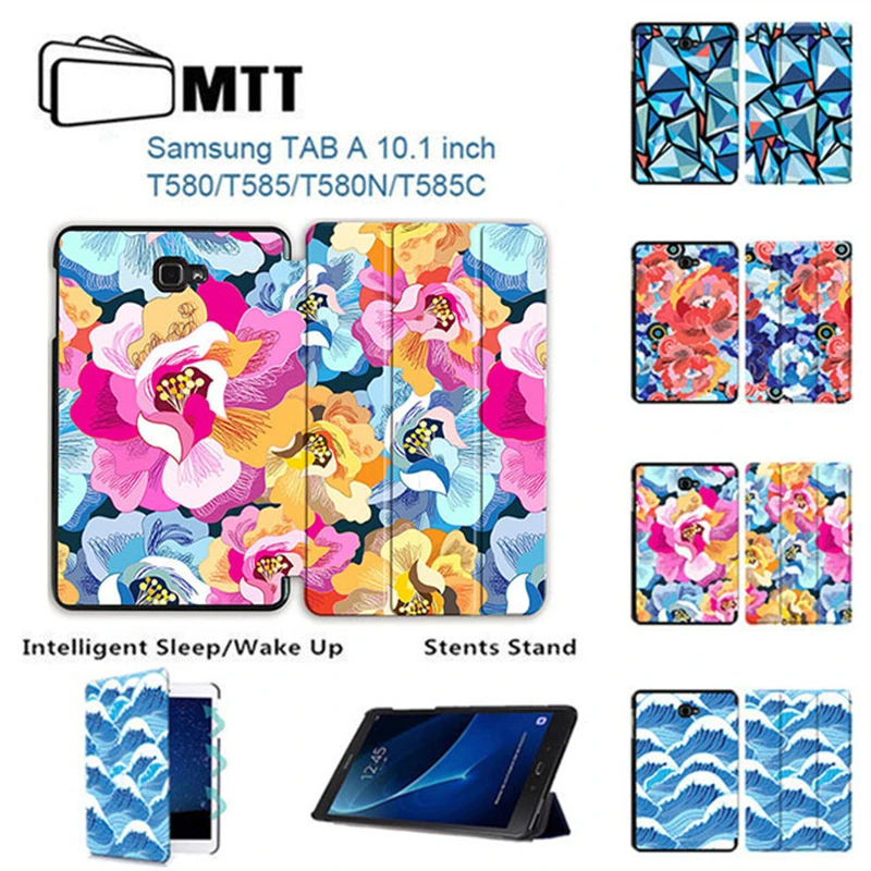 Цена MTT чехол с полной печатью для Samsung Galaxy Tab a 10,1 2016 s7 SM T580 T580N T585 T585C Trifold кожаный чехол подставка для планшета