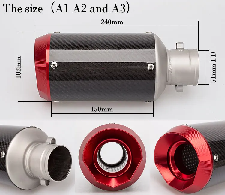 Универсальный мотоциклетный глушитель выхлопной трубы из углеродного волокна, подходит для z900 MT09 GSXR750 Z1000 CBR650R CBR1000RR R25 K8 BN600