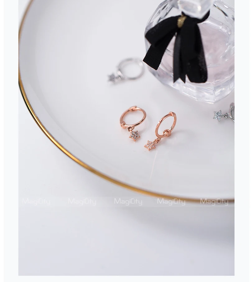 Real 925 Sterling Silver Star Hoop Earring Women Fine Jewelry Silver 925 Jewelry Geometry Hanging Earrings orecchini argento 925 (4)