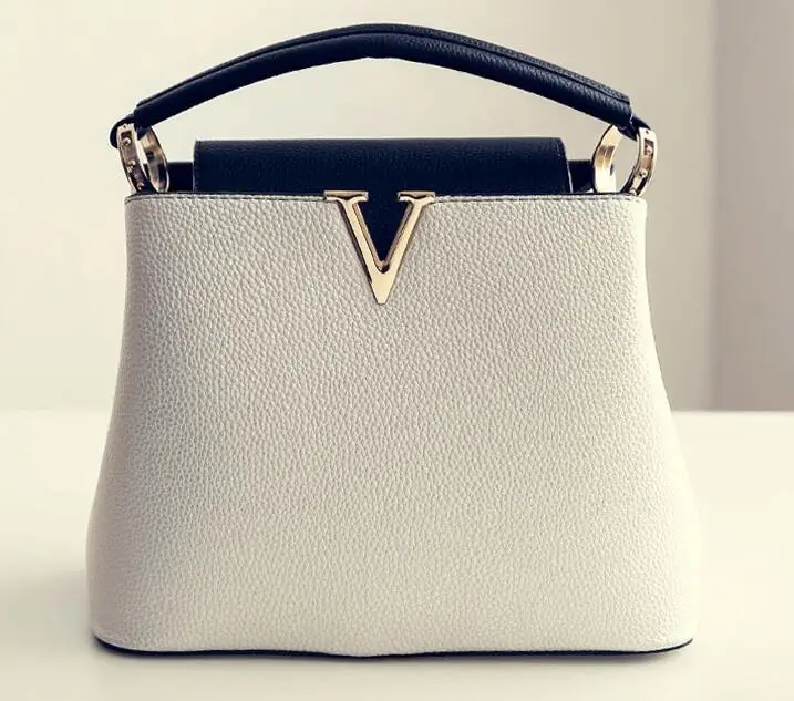 

33x26cm New Women Handbag Female V metal Leather crossbody Shoulder Bag High Quality Tote Bag Panelled Messenger Bag for LU563