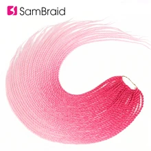 SAMBRAID 24 cal różowy Ombre włosy syntetyczne do warkoczy przedłużanie 95 g/paczka 30 korzenie szydełkowe warkocze Senegalese Twist dla czarnych kobiet