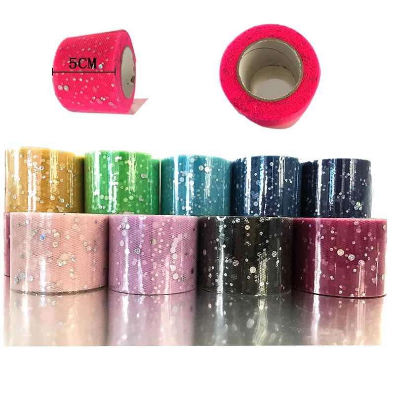 

5cm*25yards shine tulle roll for tutu skirt sequins net lace fabric DIY wedding decoration birthday party Supplies Baby shower