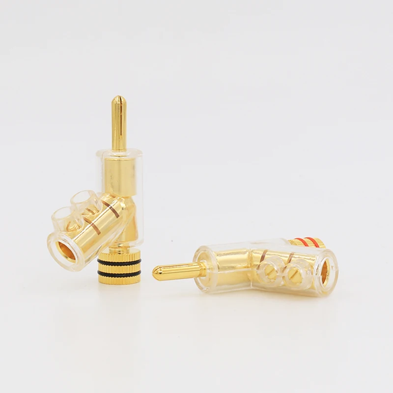 24K Gold plated Audio Banana Connectors 45Dgree Locking banana