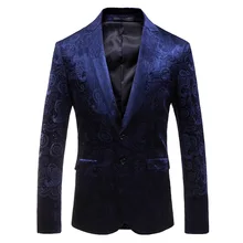 Для Мужчин's куртки мужчин модные жаккардовый Блейзер мужчин однобортный качество куртка вечерние банкет платье