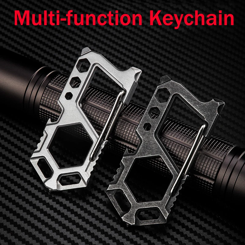

EDC Multifunctional Keychain Multipurpose Screwdriver Carabiner Multi Tool Survival Keyring Self-defense Bottle Opener Buckle
