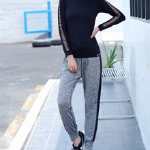 Женский спортивный костюм для йоги, 2 шт., быстросохнущие футболки с длинными рукавами и сетчатыми отверстиями+ спортивные штаны с надписью «LOVE», спортивная одежда для бега и фитнеса