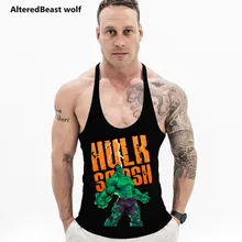 Мужской бодибилдинг короткий топ для фитнеса без рукавов рубашка Hulk Smash с круглым вырезом хлопковый жилет Повседневная модная майка Одежда