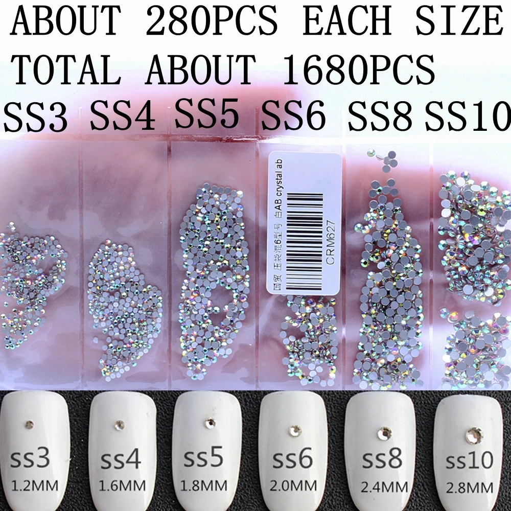 Ноготь 22 цвета Strass новый смешанный 6 размеров ss3 ss10 1680 шт искусство для ногтей