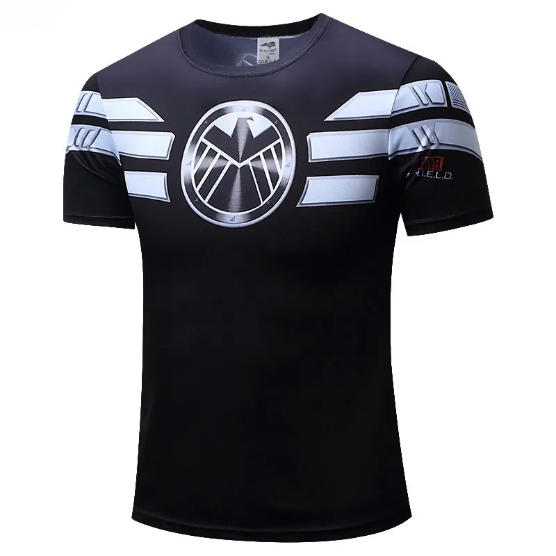 

The avengers "SHIELD" is the exclusive uniform of men's short sleeves T-shirt fashion shirts, captain America/spiderman/superman