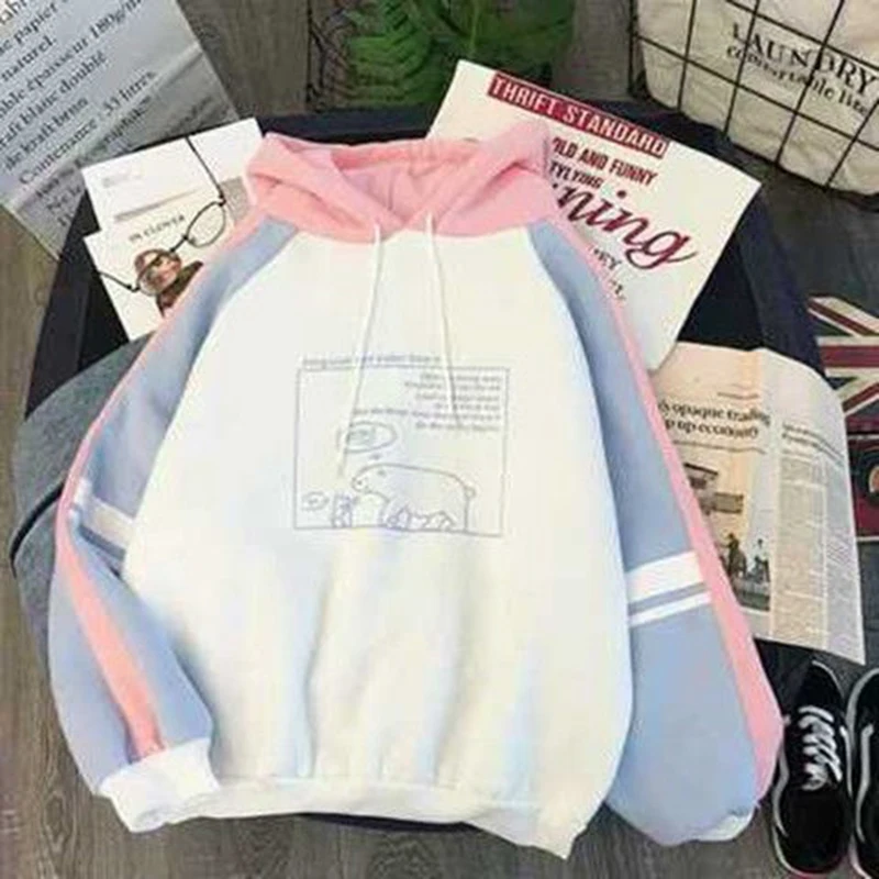 blue Толстовки женские Осень Зима трендовые корейский стиль Простые повседневные Harajuku Универсальные Высокое качество мягкие свободные женские s одежда ШИК - Цвет: blue